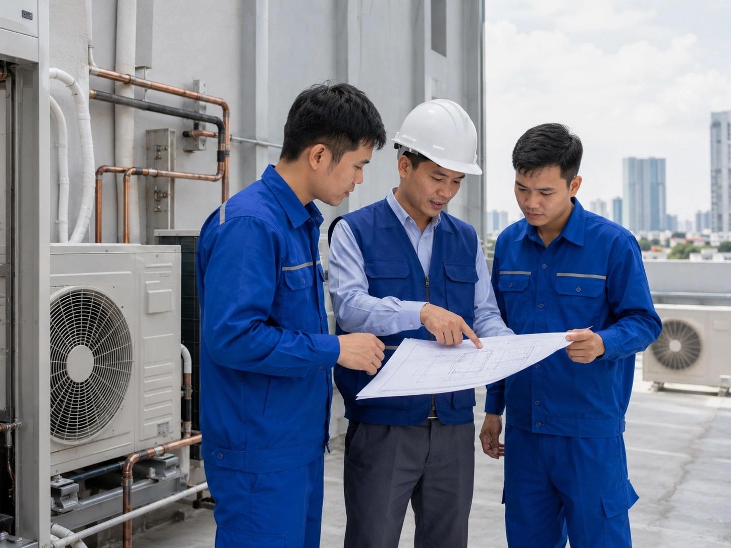 Thi công hệ thống điện lạnh cho công trình