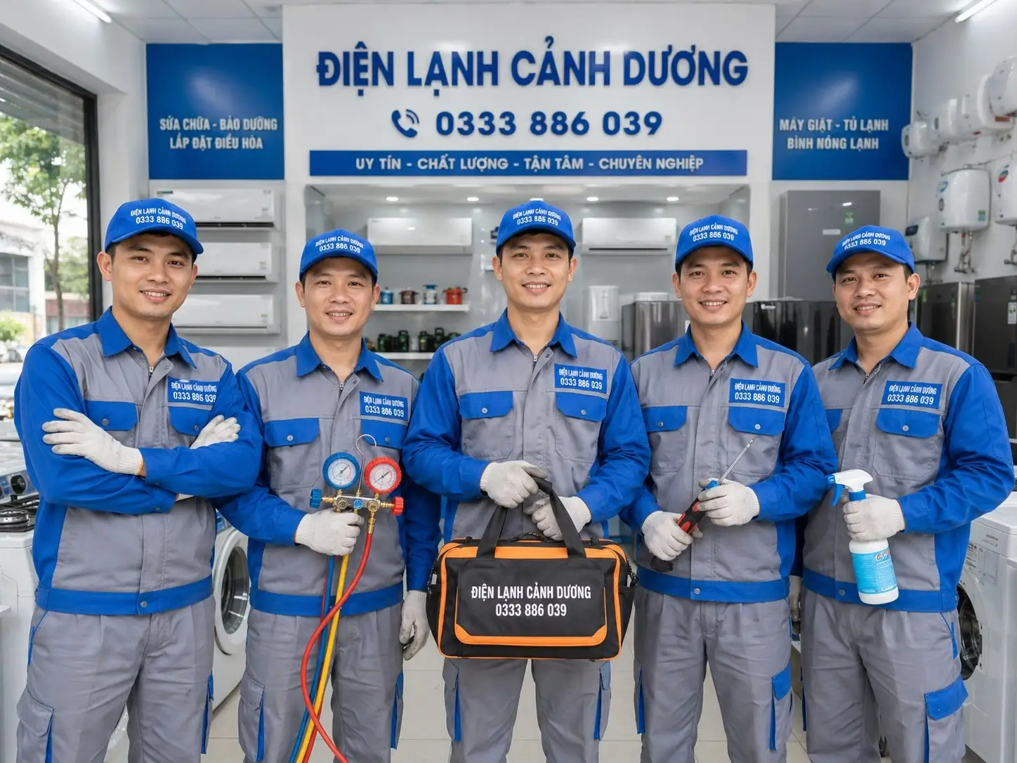 Đội ngũ kỹ thuật Điện lạnh Cảnh Dương hỗ trợ khách hàng tại Quảng Ngãi